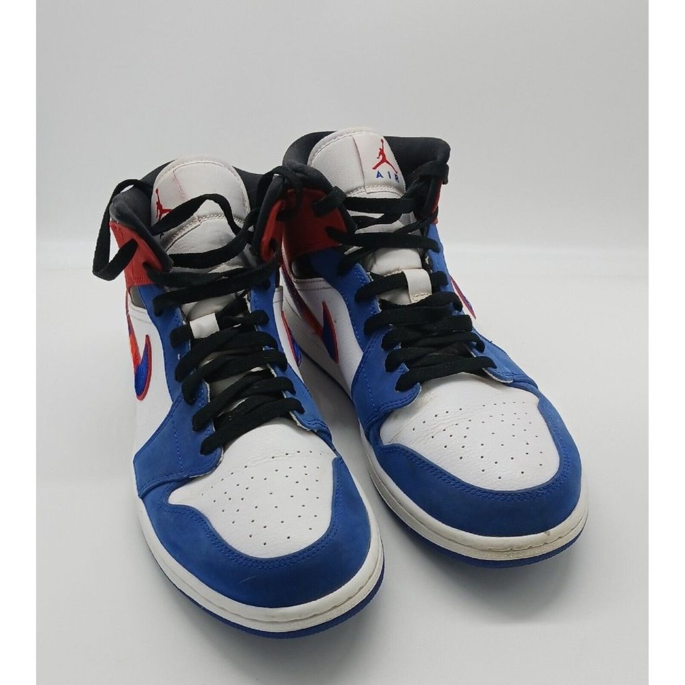 Nike Air Jordan 1 Mid SE Size 11.5 White Red Blue Multi-Color Swoosh 852542-146